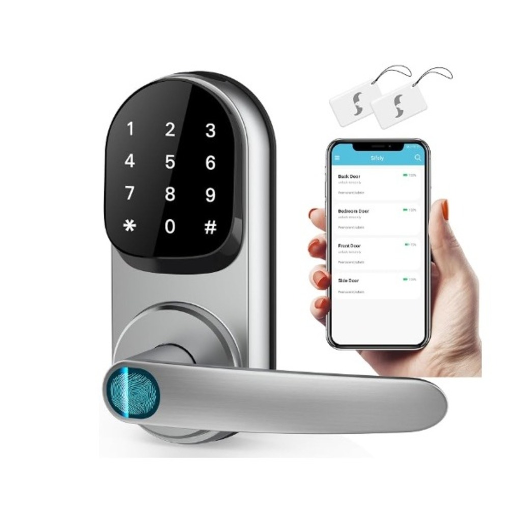 Sifely X Smart Lock Fingerprint Keyless Entry Door Handle Silver USED, WORKS - Picture 2 of 16